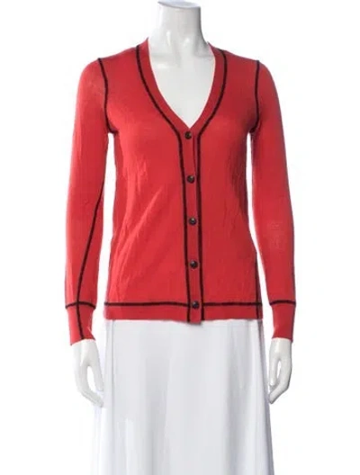 Pre-owned Rag & Bone Merino Wool V-neck Sweater In Red