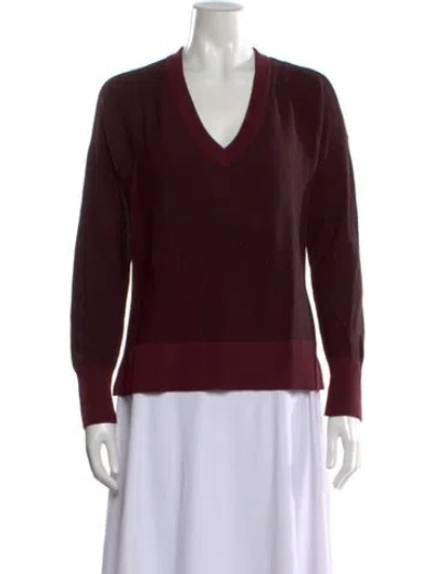 Pre-owned Rag & Bone Merino Wool V-neck Sweater W/ Tags In Burgundy