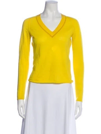 Pre-owned Rag & Bone Merino Wool V-neck Sweater In Yellow