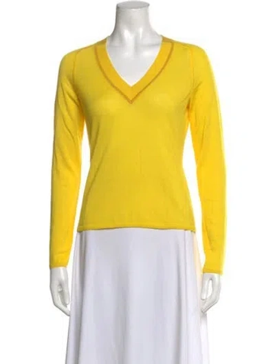 Pre-owned Rag & Bone Merino Wool V-neck Sweater In Yellow