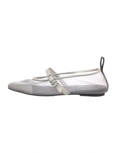 Pre-owned Rag & Bone Mesh Leather Trim Embellishment Mary Jane Flats In Neutral