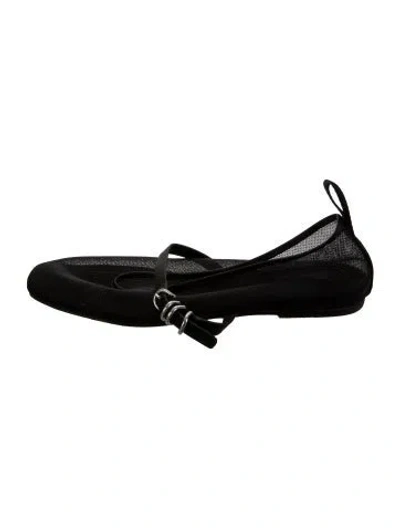 Pre-owned Rag & Bone Mesh Mary Jane Flats In Black