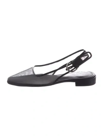 Pre-owned Rag & Bone Mesh Slingback Flats In Black