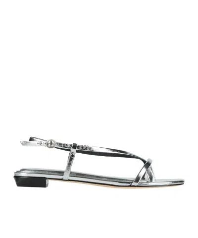 Rag & Bone Metallic Leather Single-strap Sandals In Silver