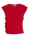 Rag & Bone Mica Ruched Sleeveless Cropped Top In Red