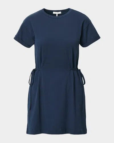Rag & Bone Mica Tie-waist Cotton Jersey T-shirt Mini Dress In Navy