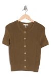 Rag & Bone Michal Short Sleeve Crop Cardigan In Brown