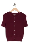 Rag & Bone Michal Short Sleeve Crop Cardigan In Burgundy