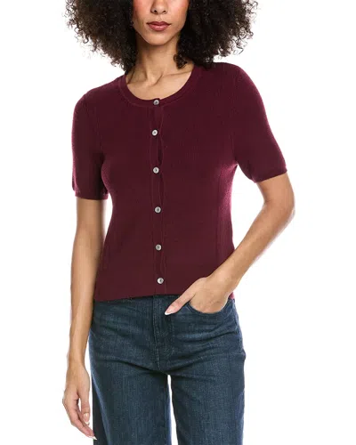 Rag & Bone Dina Short Sleeve Cardigan In Prune