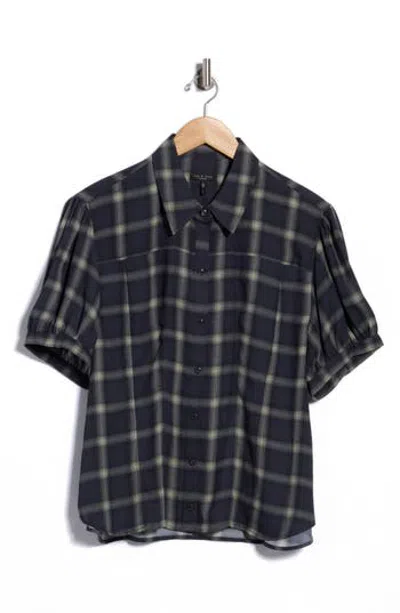 Rag & Bone Michelle Chiffon Plaid Shirt In Black