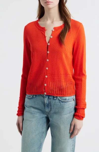 Rag & Bone Michelle Pointelle Cardigan In Red
