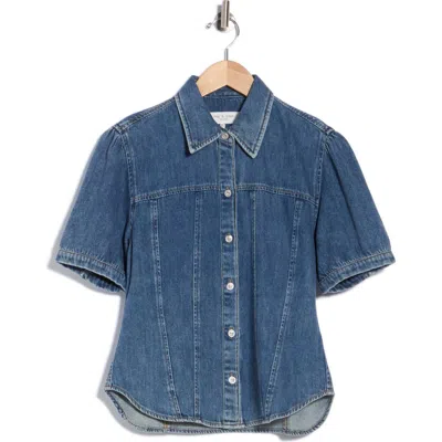 Rag & Bone Michelle Short Sleeve Denim Shirt In Blue