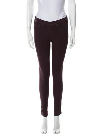 Pre-owned Rag & Bone Mid-rise Skinny Leg Jeans In Burgundy