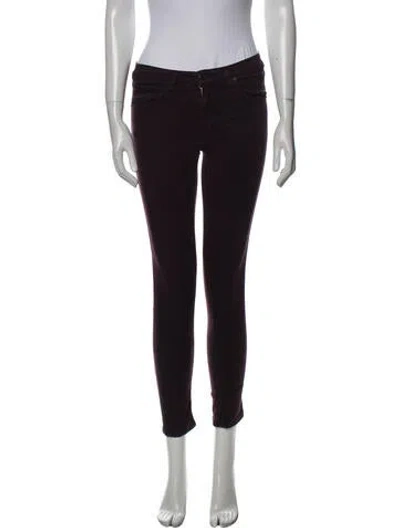 Pre-owned Rag & Bone Mid-rise Skinny Leg Jeans In Burgundy