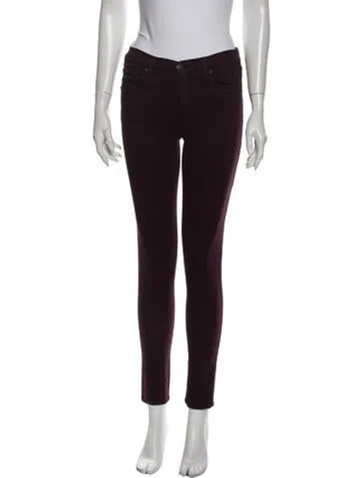 Pre-owned Rag & Bone Mid-rise Skinny Leg Jeans In Burgundy