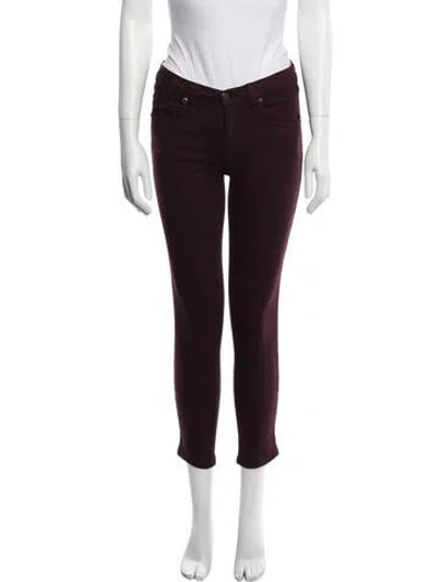 Pre-owned Rag & Bone Mid-rise Skinny Leg Jeans In Burgundy