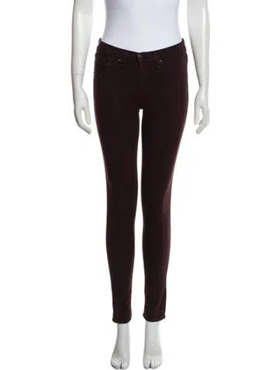 Pre-owned Rag & Bone Mid-rise Skinny Leg Jeans In Burgundy