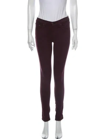 Pre-owned Rag & Bone Mid-rise Skinny Leg Jeans In Burgundy