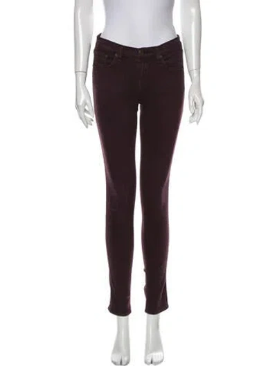 Pre-owned Rag & Bone Mid-rise Skinny Leg Jeans In Burgundy