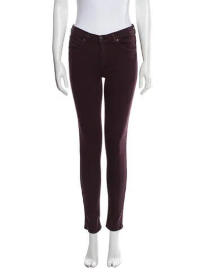 Pre-owned Rag & Bone Mid-rise Skinny Leg Jeans In Burgundy