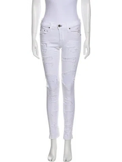 Pre-owned Rag & Bone Mid-rise Skinny Leg Jeans In White