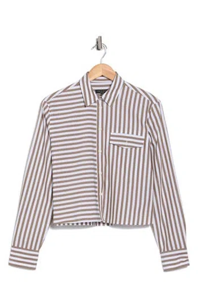Rag & Bone Mina Stripe Crop Cotton Shirt In White