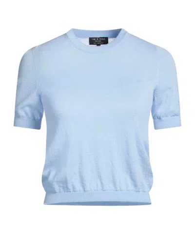 Rag & Bone Minimalist Solid Color Knit Short Sleeve In Blue