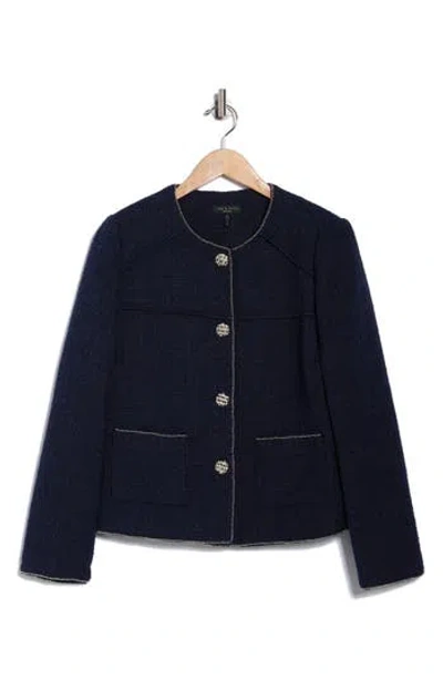 Rag & Bone Mira Collarless Tweed Jacket In Blue