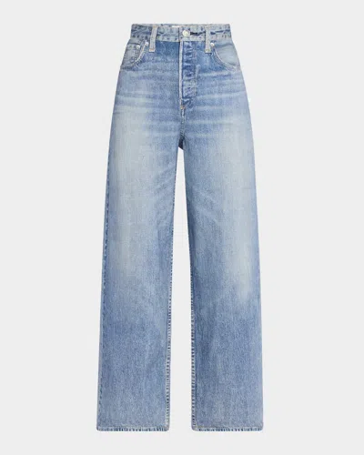 Rag & Bone Miramar Andi Cotton-terry Ankle Jeans In Blue