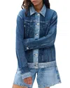 Rag & Bone Miramar Combo Terry Oversized Trucker Jacket In Blue