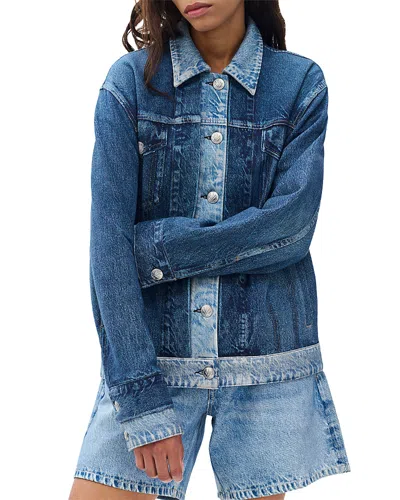 Rag & Bone Miramar Combo Terry Oversized Trucker Jacket In Blue