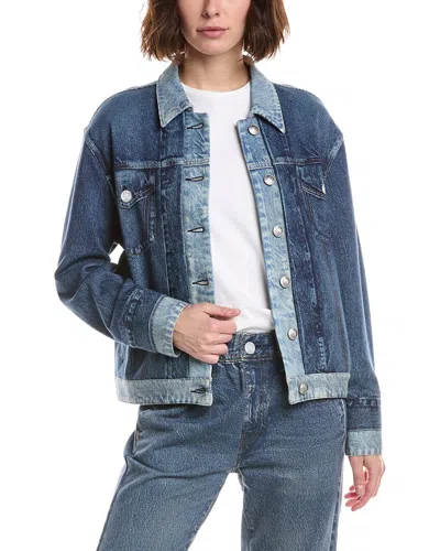 Rag & Bone Miramar Combo Terry Oversized Trucker Jacket In Blue