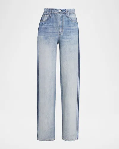 Rag & Bone Miramar Cotton-terry Wide-leg Jeans In Blue