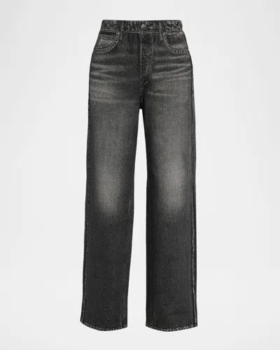 Rag & Bone Miramar Cotton-terry Wide-leg Jeans In Gray