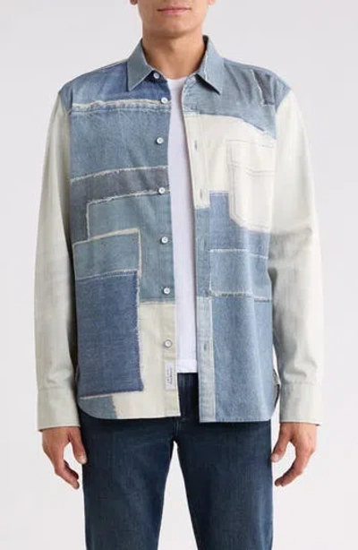 Rag & Bone Miramar Cpo Faux Denim Cotton Terry Button-up Shirt In Multi