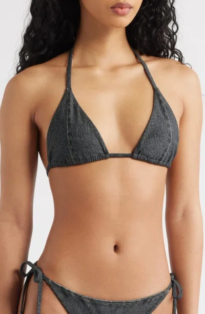Rag & Bone Miramar Faux Denim Bikini Top In Black