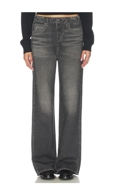 Rag & Bone Miramar Fleece Pull On Wide Jeans In Black