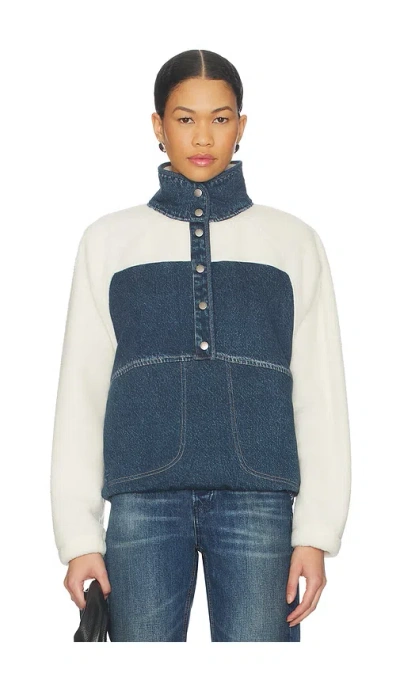 Rag & Bone Miramar Fleece Sherpa Popover In Blue