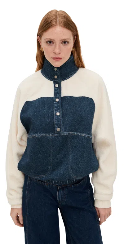 Rag & Bone Miramar Fleece Sherpa Popover Almda In Blue