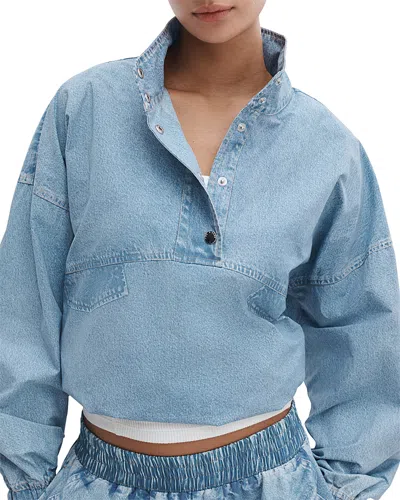 Rag & Bone Miramar Flyweight Snap Placket Popover Top In Blue