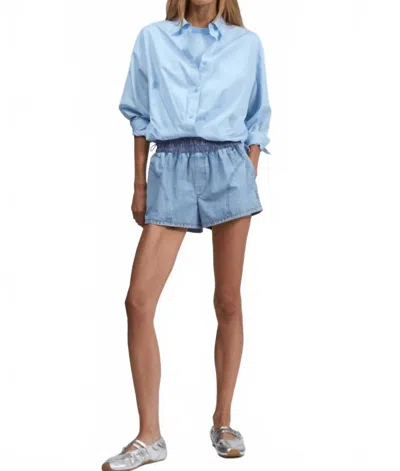 Rag & Bone Miramar Flyweight Run Short In Blue Denim In Brown