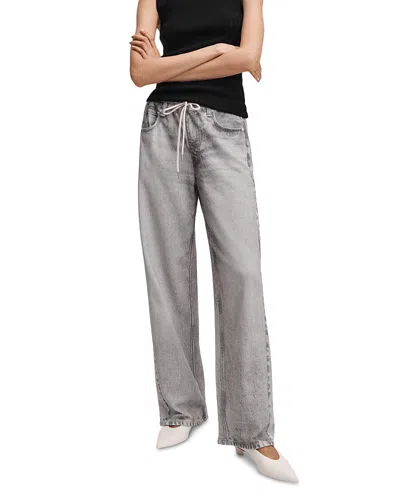 Rag & Bone Miramar High Rise Wide Leg Drawstring Terry Sweatpant Jeans In Icy Grey In Gray