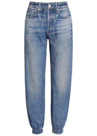 Rag & Bone Miramar Denim-effect Print French Cotton-terry Track Pants In Blue