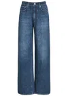 Rag & Bone Miramar Jeans-print Terry Trousers In Blue