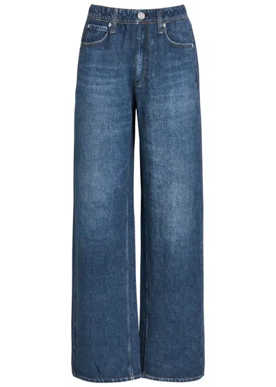 Rag & Bone Miramar Jeans-print Terry Trousers In Blue