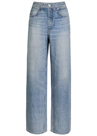 Rag & Bone Miramar Jeans-print Terry Trousers In Blue