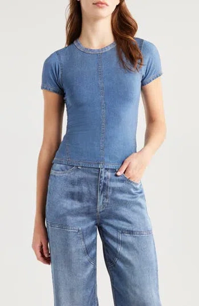 Rag & Bone Miramar Jersey Baby Tee Top In Minetta In Blue