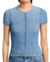 Rag & Bone Miramar Jersey Baby Tee Top In Minetta In Blue
