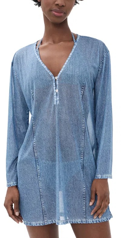 Rag & Bone Miramar Mesh Cover Up Dress Minetta In Blue