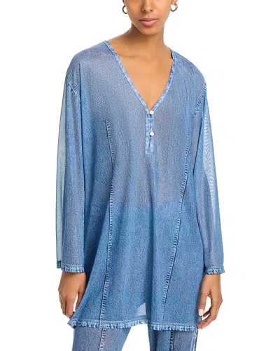 Rag & Bone Miramar Mesh Dress Swim Cover-up In Blue